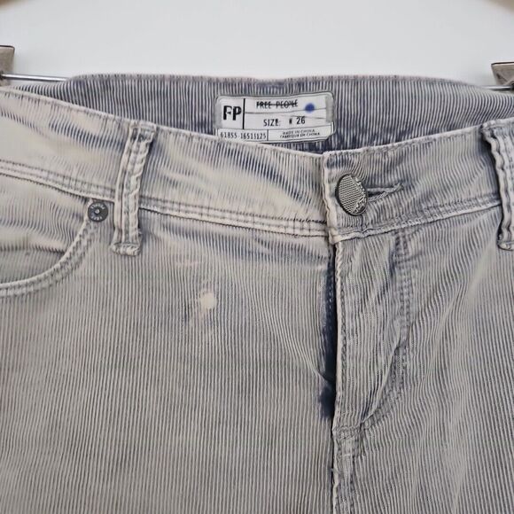 Free‎ People Women’s Cream/Denim Wash Thin Corduroy Pants Size 26  Low Rise GUC! - Picture 2 of 8